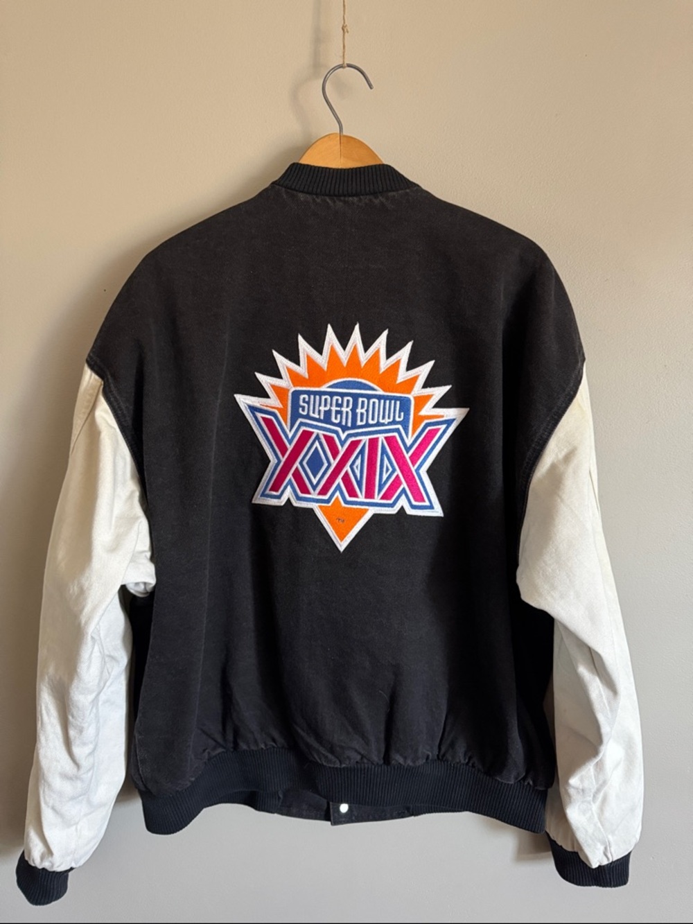 Budweiser Vintage 1995 NFL Black and White Denim Jacket with Patch